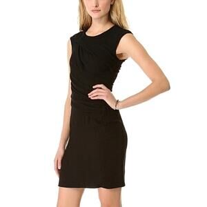 Helmut Lang Ruched Side Mini Dress Black LBD Draped